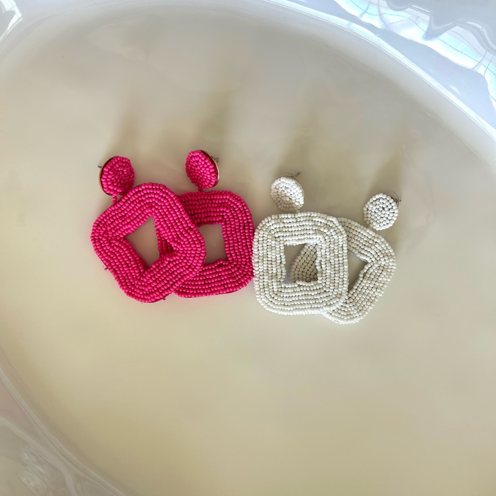 Beaded Square Party Earrings